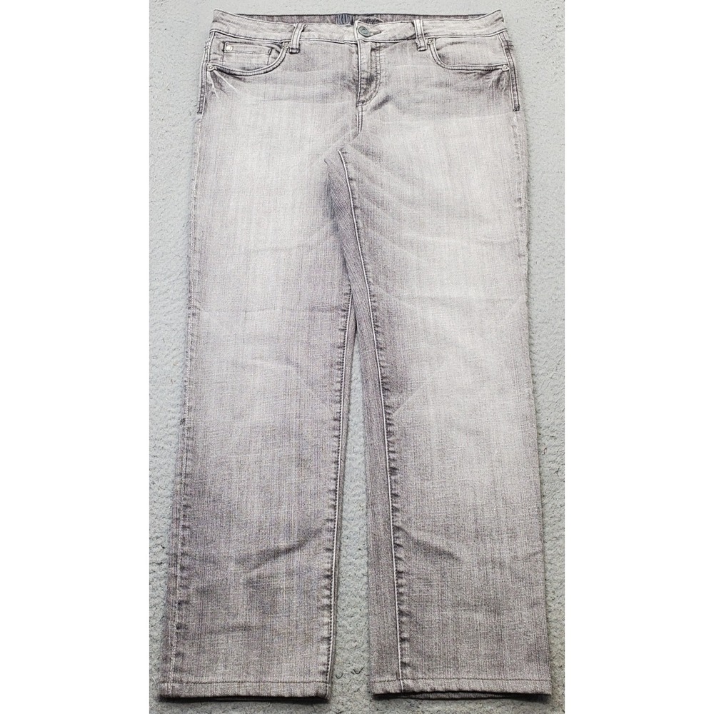 Kut from the Kloth Straight Jeans Womens 12 Gray Denim Faded Stretch Streetwear